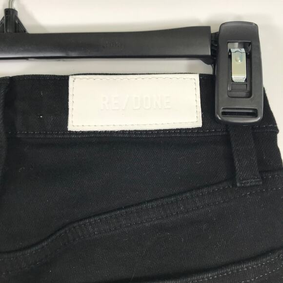 NEW Re Done 70s Stove Pipe Button Fly Jeans 24 Rip Torn Raw Fray Hem Knee Skater - Picture 9 of 11